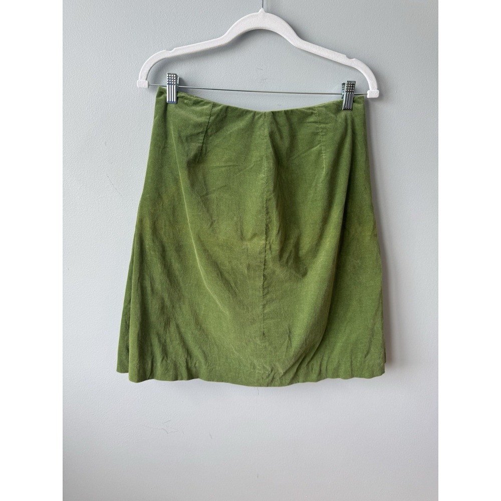 Brooks Brothers 346 Green Corduroy Mini Skirt Stretch Size 8